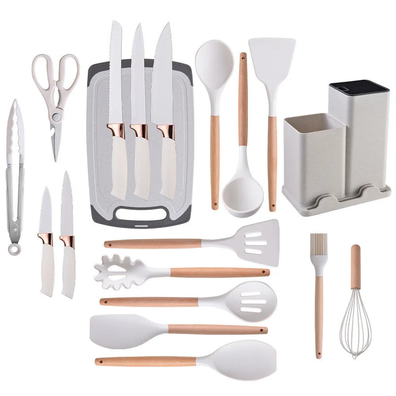 Conjunto Completo de Utensílios de Cozinha Premium (19 Peças) — Estilo, Praticidade e Sustentabilidade na Sua Cozinha!