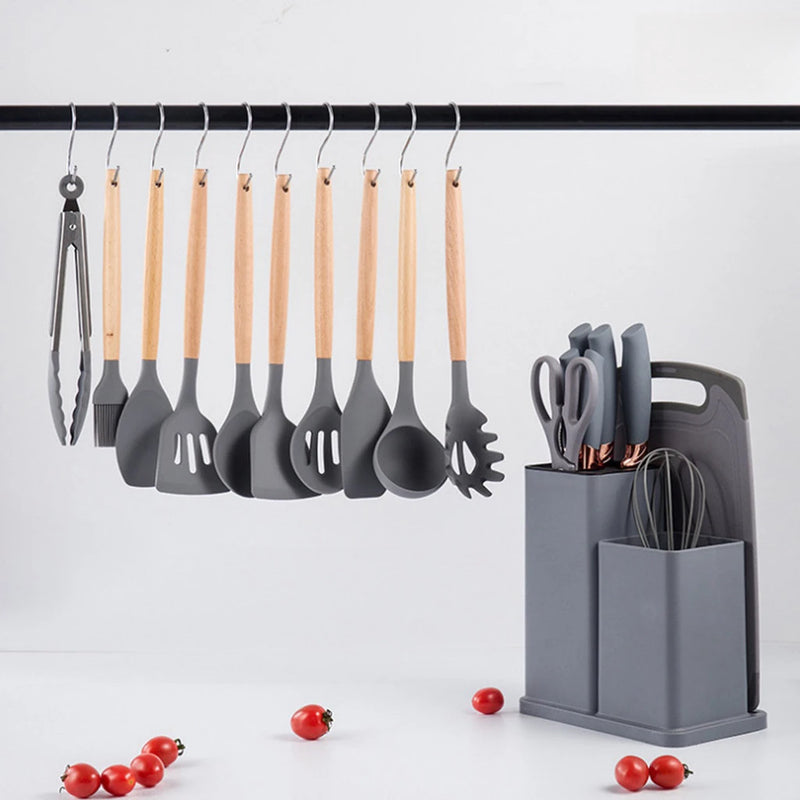 Conjunto Completo de Utensílios de Cozinha Premium (19 Peças) — Estilo, Praticidade e Sustentabilidade na Sua Cozinha!