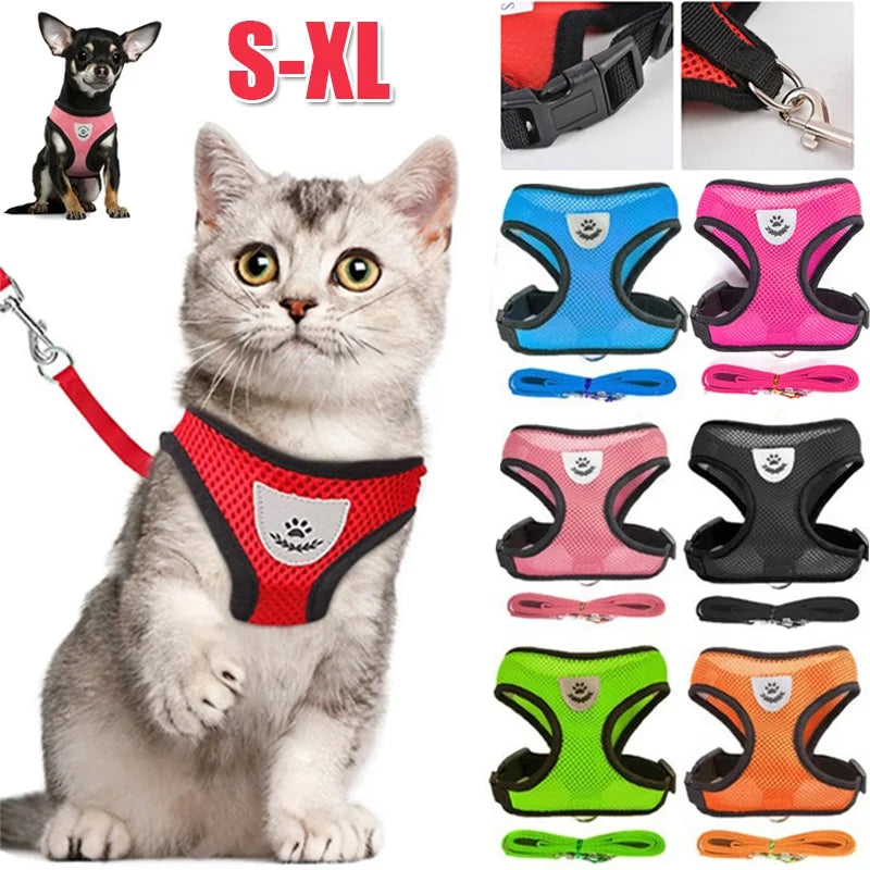 Colete Ajustável com Guia Refletiva – Conforto e Segurança para Seu Gato ou Cachorro de Pequeno Porte!